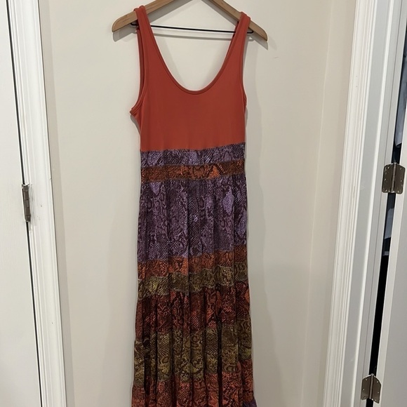 Anthropologie Colima Boho Tiered Snake Print Maxi Dress Size M Petite - Picture 3 of 8